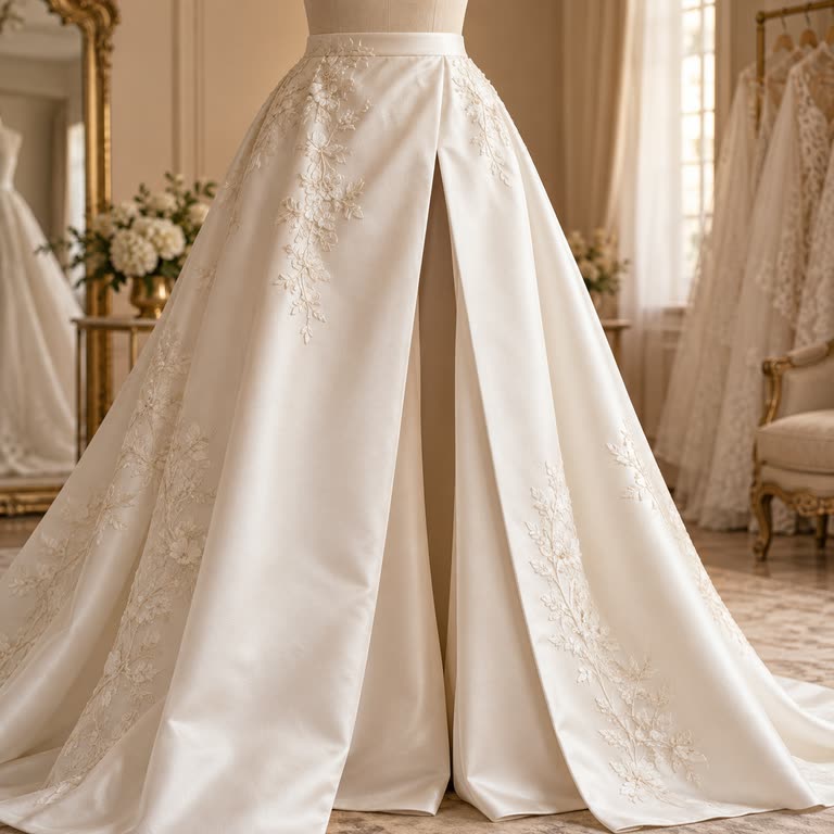 Abertura elegante en una falda de novia